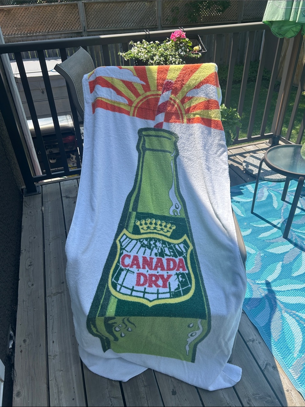 Vintage Canada Dry Bottle Beach Towel - Green, White, Red with zippered pillow